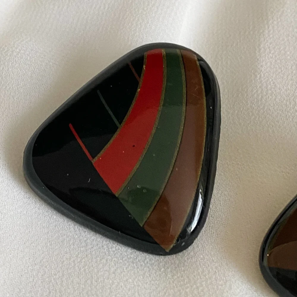 VTG Chunky Black Geometric Earrings